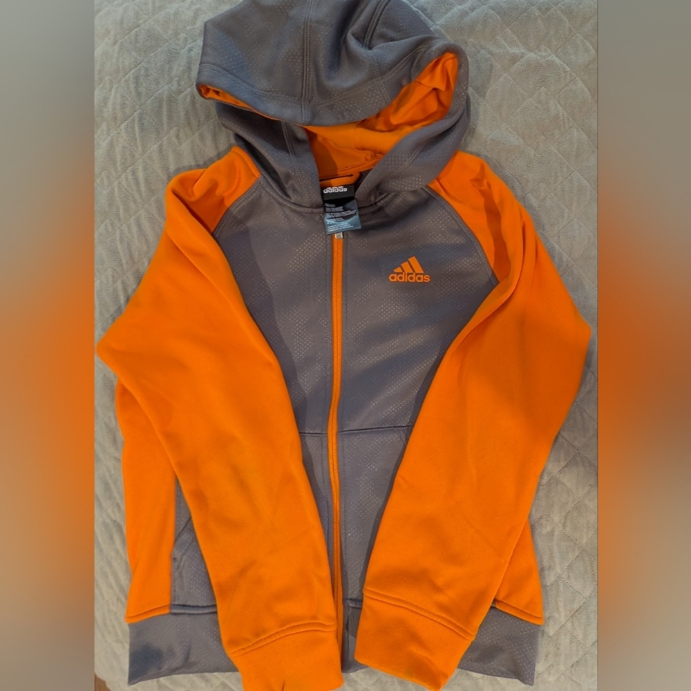Adidas Kids Medium Orange and Gray Hoodie